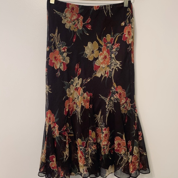 Lauren Ralph- Irina Floral Georgette Godet Skirt - Picture 1 of 5